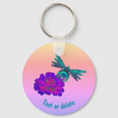 Niedliche Libelle auf Blume Personalisiert Schlüsselanhänger (Vorderseite)