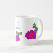 Niedliche Libelle auf Zinnia Blume Personalisiert Kaffeetasse (VorderseiteRechts)