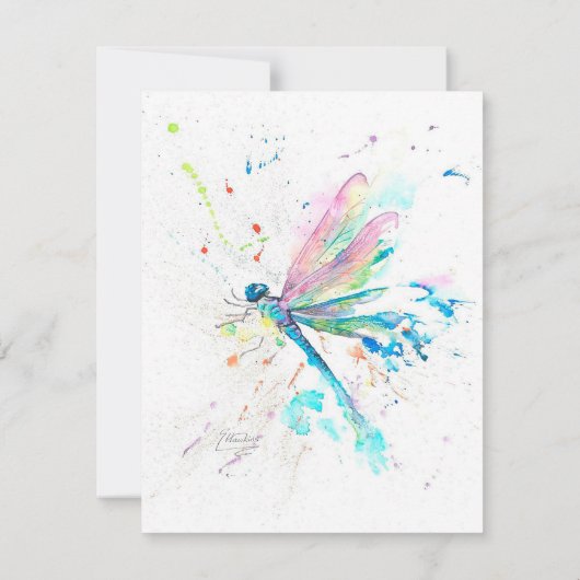 Niedliche Libelle | Geschenk zu Weihnachten  Einladung (Rückseite)