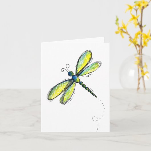 Niedliche Libelle Karte (Gelbe Blume)
