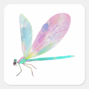 Niedliche Libelle Quadratischer Aufkleber