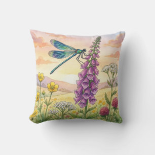 Niedliche Libelle und Blumen Kleine Insekten  Kissen