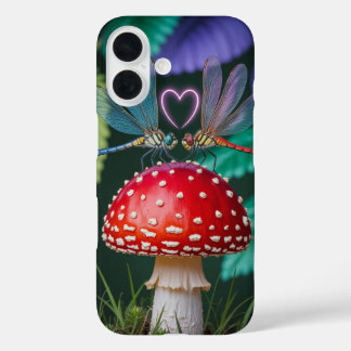 Niedliche Libellen auf einem Pilz - iPhone 16 Hülle
