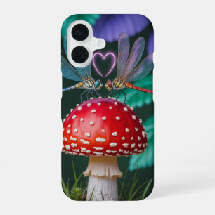 Niedliche Libellen auf einem Pilz - iPhone 16 Hülle