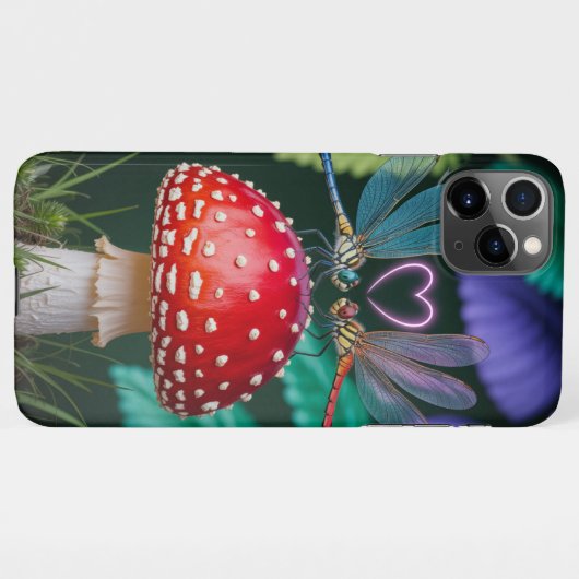 Niedliche Libellen auf einem Pilz - iPhone Hülle (Rückseite (Horizontal))