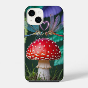 Niedliche Libellen auf einem Pilz - iPhone 14 Hülle