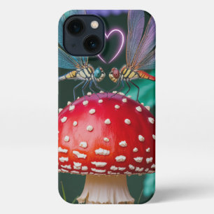 Niedliche Libellen auf einem Pilz - iPhone 13 Hülle