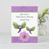 Niedliche Libellen und Blume Kinderdusche Einladun Einladung (Stehend Vorderseite)