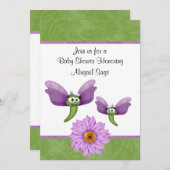 Niedliche Libellen und Blume Kinderdusche Einladun Einladung (Vorne/Hinten)