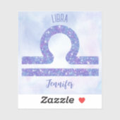 Niedliche Libra Astrologie Signieren Personalisier Aufkleber (Blatt)