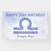Niedliche Libra Custom Lila Happy Birthday Party Banner (Horizontal)