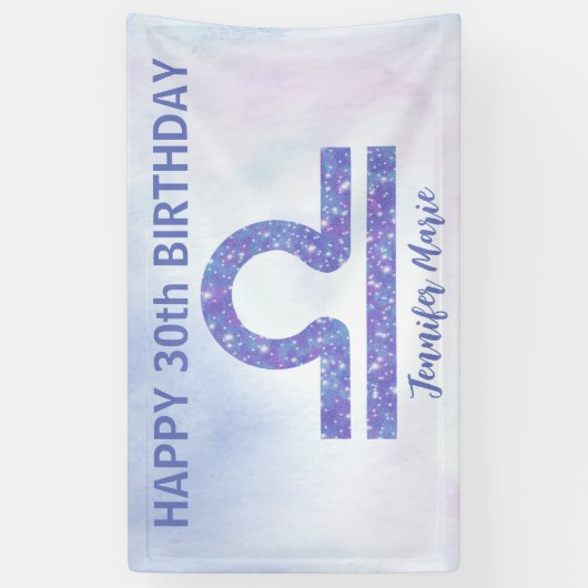 Niedliche Libra Custom Lila Happy Birthday Party Banner (Vertikal)