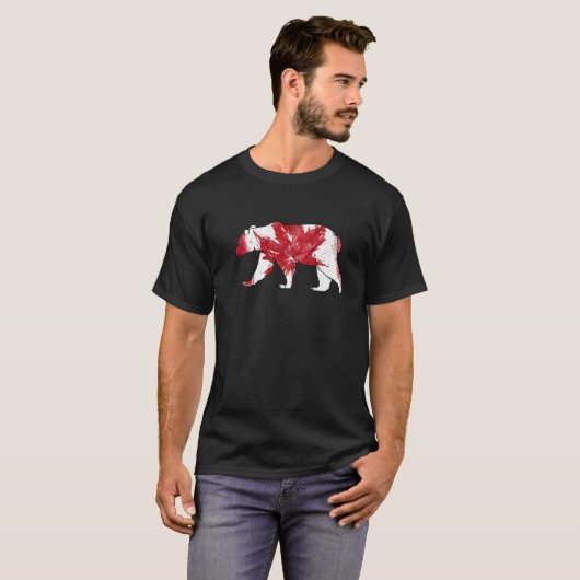Niedliche Liebe Bär in Ahornblättriger kanadischer T-Shirt (Vorne ganz)