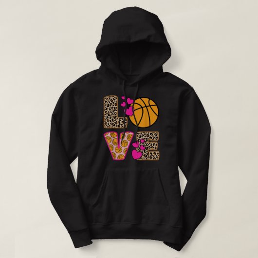Niedliche Liebe Basketball Leopard Print Women Gir Hoodie (Design vorne)
