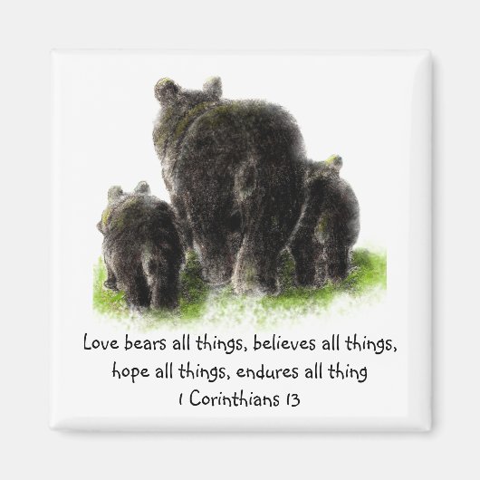 Niedliche Liebe Bears alles Zitat 1Korinther 13 Magnet (Vorne)