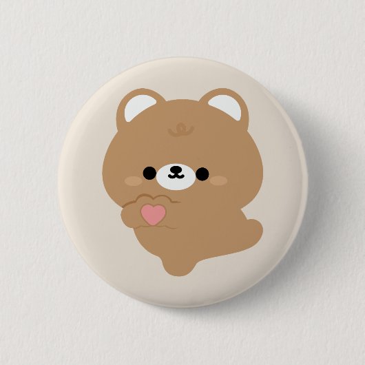 Niedliche Liebe Braunbär Button (Vorderseite)