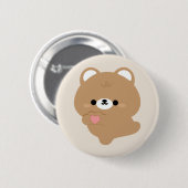 Niedliche Liebe Braunbär Button (Vorne & Hinten)