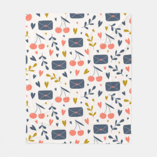 Niedliche Liebe Buchstaben und Kirschen Muster gem Fleecedecke