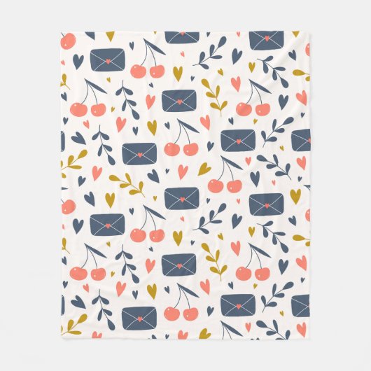 Niedliche Liebe Buchstaben und Kirschen Muster gem Fleecedecke (Vorderseite)