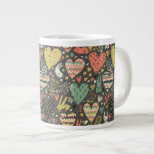 Niedliche Liebe bunnies Muster mit Herzen Jumbo-Tasse (Vorderseite Rechts)