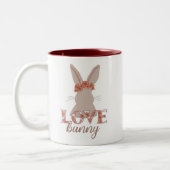 Niedliche Liebe Bunny Floral Ostern Zweifarbige Tasse (Links)
