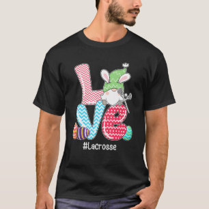 Niedliche Liebe Bunny Gnome Lacrosse Ei Jagen Oste T-Shirt