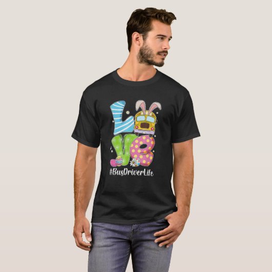 Niedliche Liebe Bunny School Busfahrer Leben glück T-Shirt (Vorne ganz)