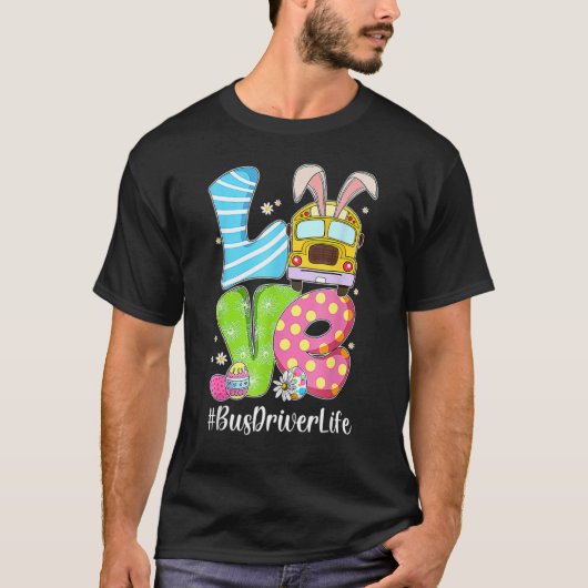 Niedliche Liebe Bunny School Busfahrer Leben glück T-Shirt (Vorderseite)