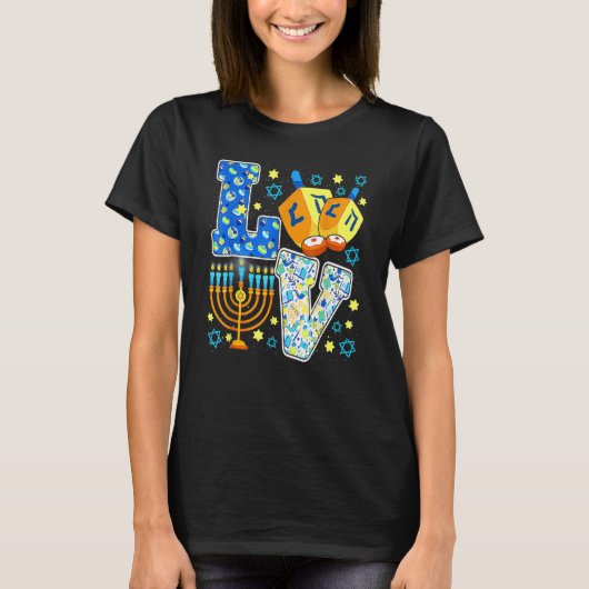 Niedliche LIEBE Chanukah Hanukkah Dekorationen Dre T-Shirt (Vorderseite)