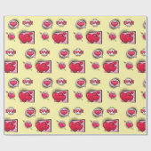 Niedliche Liebe Comic Buch im Stil gelb Herzgesche Geschenkpapier (Flach)