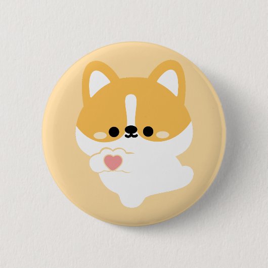 Niedliche Liebe Corgi Button (Vorderseite)
