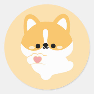 Niedliche Liebe Corgi Runder Aufkleber