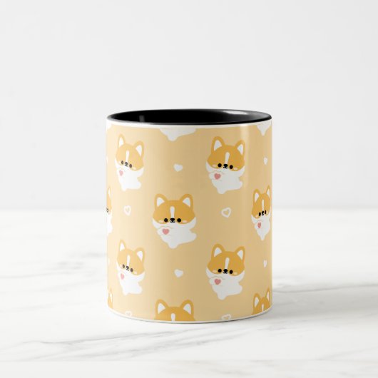 Niedliche Liebe Corgi Zweifarbige Tasse (Mittel)