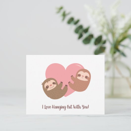 Niedliche Liebe des Sloth Couple I mit dir Postkarte (Stehend Vorderseite)