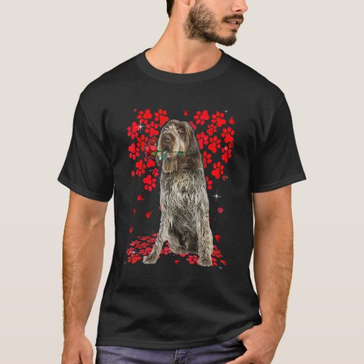 Niedliche Liebe Drahthaar Pointing Griffon Dog Val T-Shirt (Vorderseite)