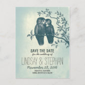 niedliche Liebe Eulen Save the Date Postkarten (Vorderseite)