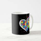 Niedliche Liebe Farbenfrohe Puzzle Piece Herz Auti Kaffeetasse (VorderseiteRechts)