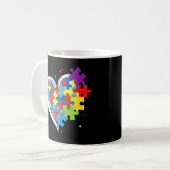 Niedliche Liebe Farbenfrohe Puzzle Piece Herz Auti Kaffeetasse (Vorderseite Links)