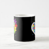 Niedliche Liebe Farbenfrohe Puzzle Piece Herz Auti Kaffeetasse (Mittel)
