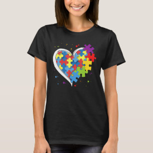 Niedliche Liebe Farbenfrohe Puzzle Piece Herz Auti T-Shirt