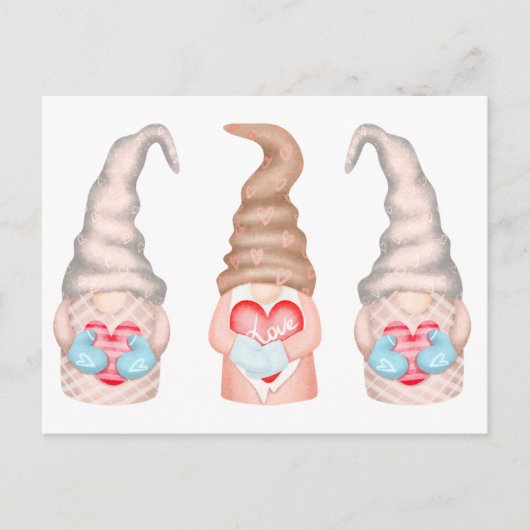 Niedliche Liebe Gnomes Valentines Feiertagspostkarte