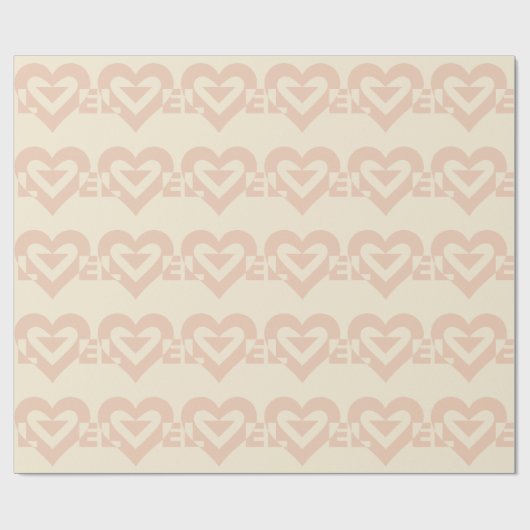 Niedliche Liebe Grafik, Creme Beige Geschenkpapier (Flach)