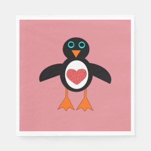 Niedliche Liebe Heart Penguin Luncheon Napkins Serviette