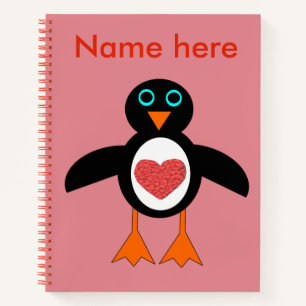 Niedliche Liebe Heart Penguin Spiral Notebook Notizbuch
