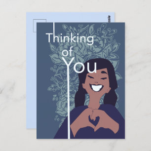 Niedliche Liebe Herz Blumenmuster Denken Sie an Si Postkarte