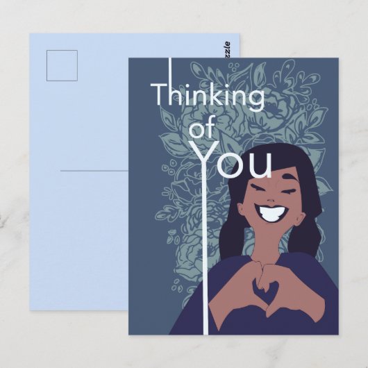 Niedliche Liebe Herz Blumenmuster Denken Sie an Si Postkarte (Vorne/Hinten)