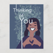 Niedliche Liebe Herz Blumenmuster Denken Sie an Si Postkarte (Vorderseite)