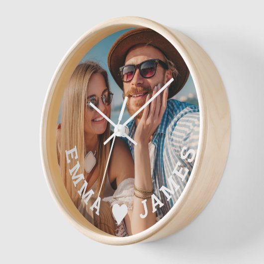 Niedliche Liebe Herz Foto Paare Personalisierte Na Uhr (Winkel)