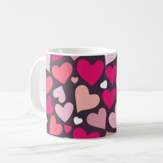 Niedliche Liebe Herz-Muster Kaffeetasse (Vorderseite Links)
