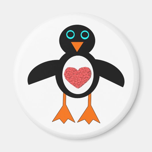 Niedliche Liebe Herz Pinguin Magnet (Vorne)